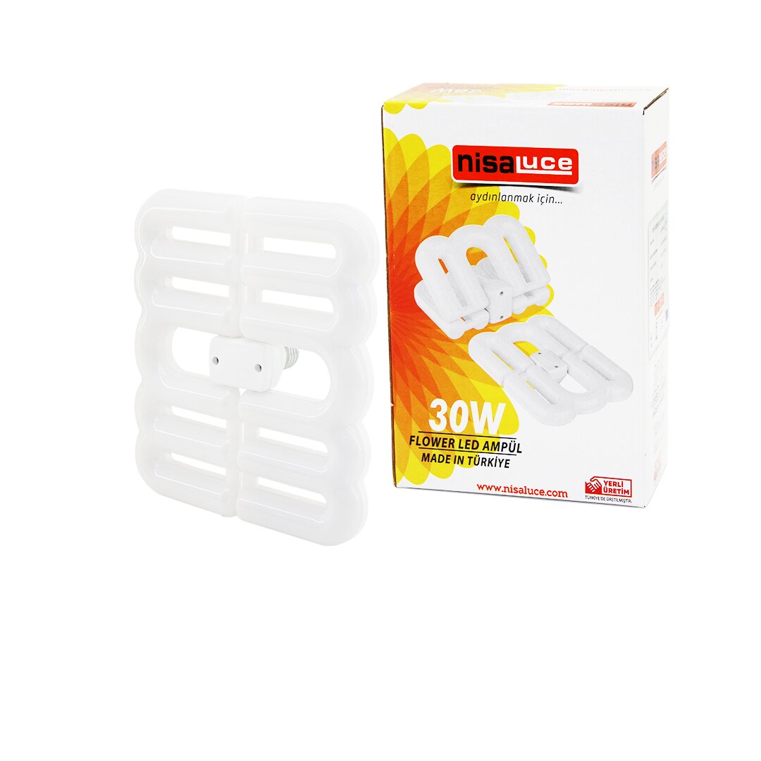 NİSALUCE EAMP-096/B 30W - E27FLOWER KATLANIR- 4B ŞEKİL16X21CMBEYAZ LED LAMBA AMPUL 2700LÜMEN- 6500K (5271)