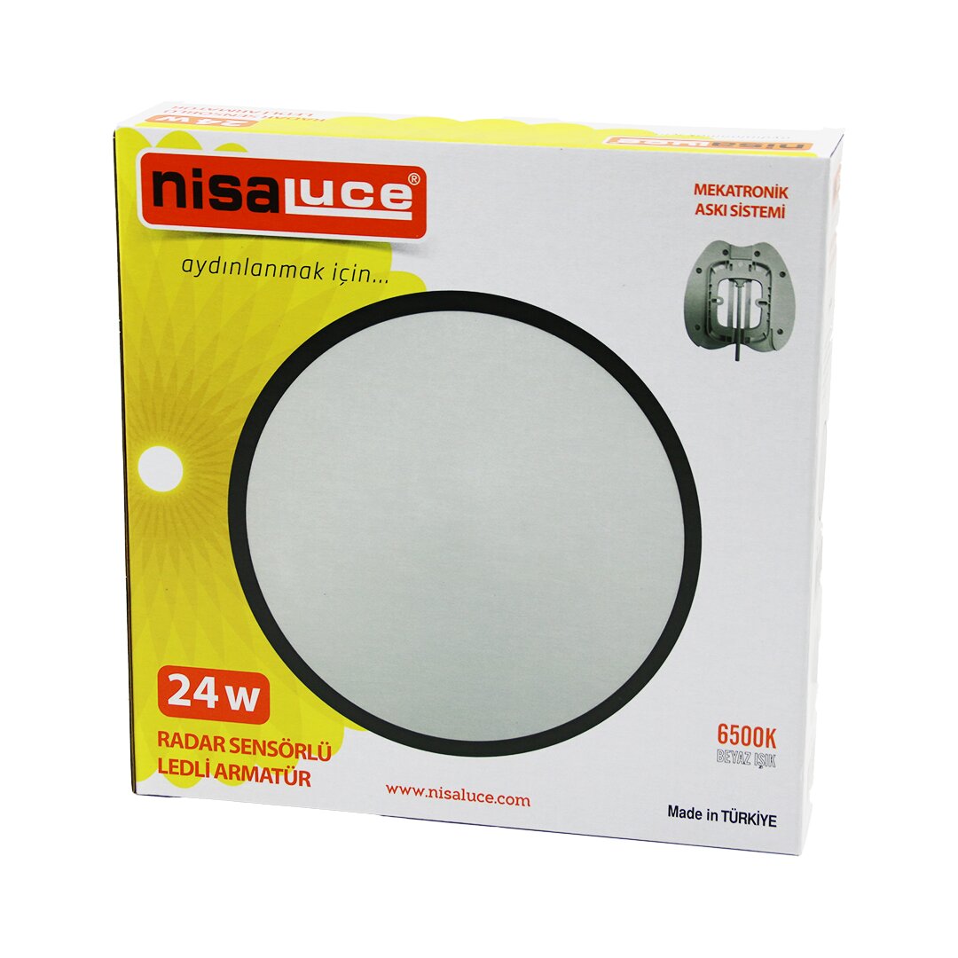 NİSALUCE EAMP-106/B 24W RADAR SENSÖRLÜ LEDLİ ARMATÜR BEYAZ ÇERÇEVE MEKATRONİK ASKI SİSTEMİ 6500K - 2160Lm (5271)