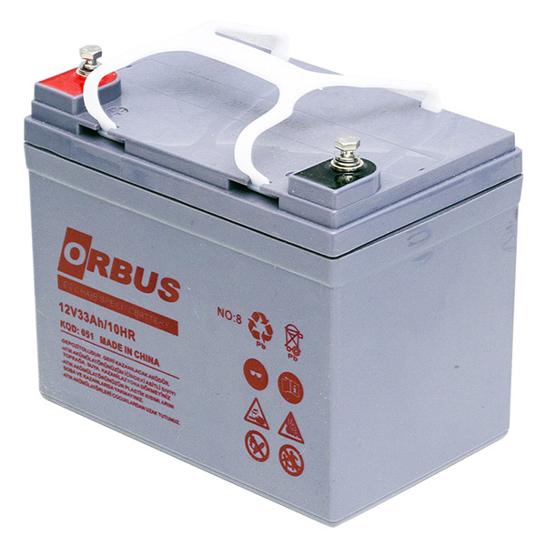 ORBUS 12 VOLT - 33 AMPER JEL TİPİ ENGELLİ ARAÇ AKÜSÜ (190 X 130 X 167 MM) (5271)