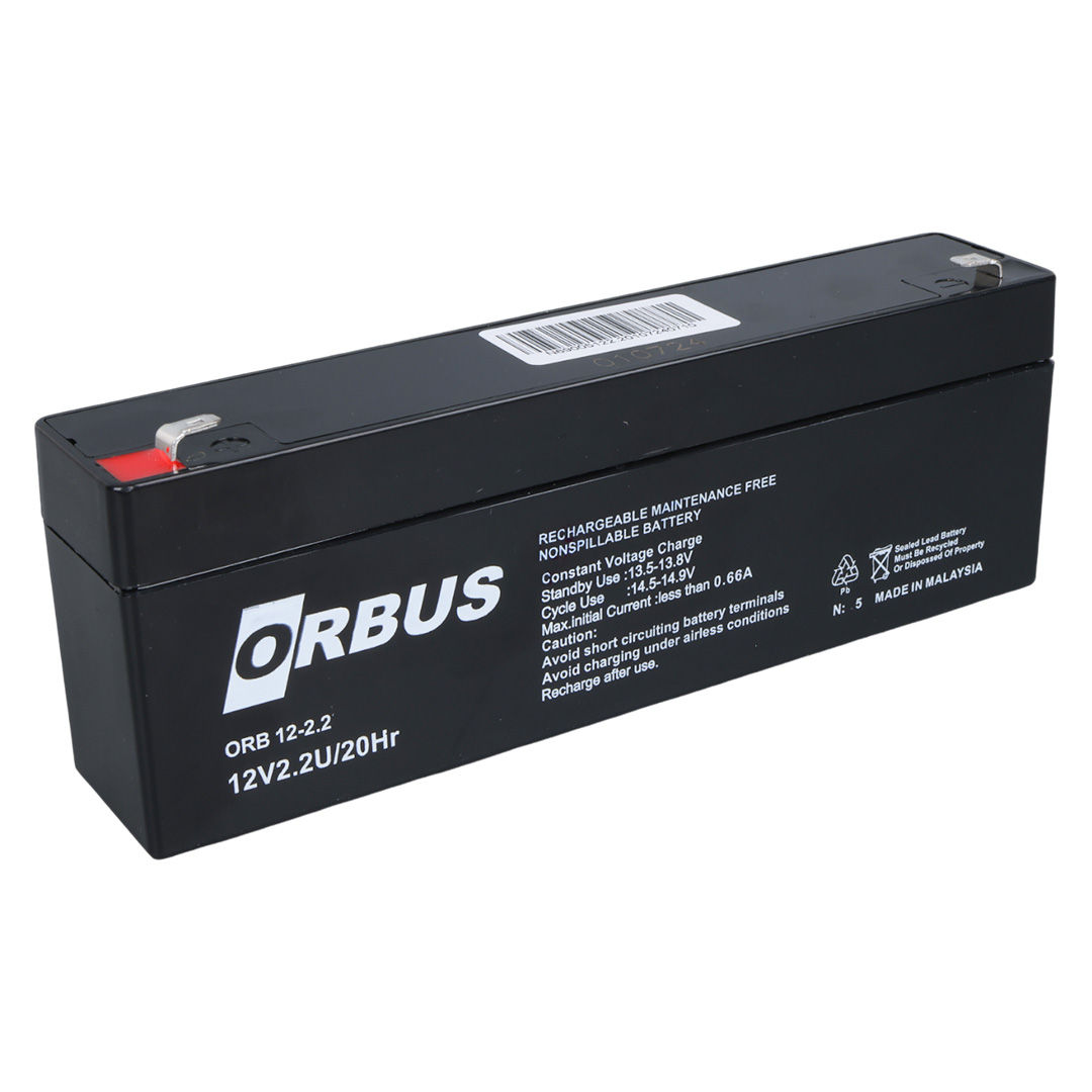 ORBUS 12 VOLT - 2.2 AMPER YATIK UZUN AKÜ (176 X 61 X 33 MM) (5271)
