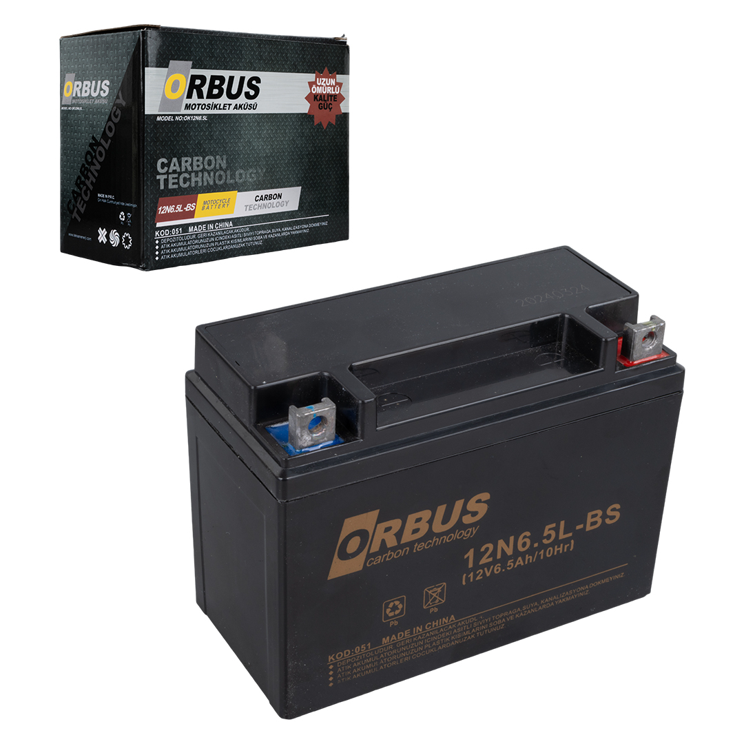 ORBUS 12N6.5L-BS 12V 6.5A MOTOSİKLET AKÜSÜ (139 X 66 X 100 MM) (2.05KG) (5271)