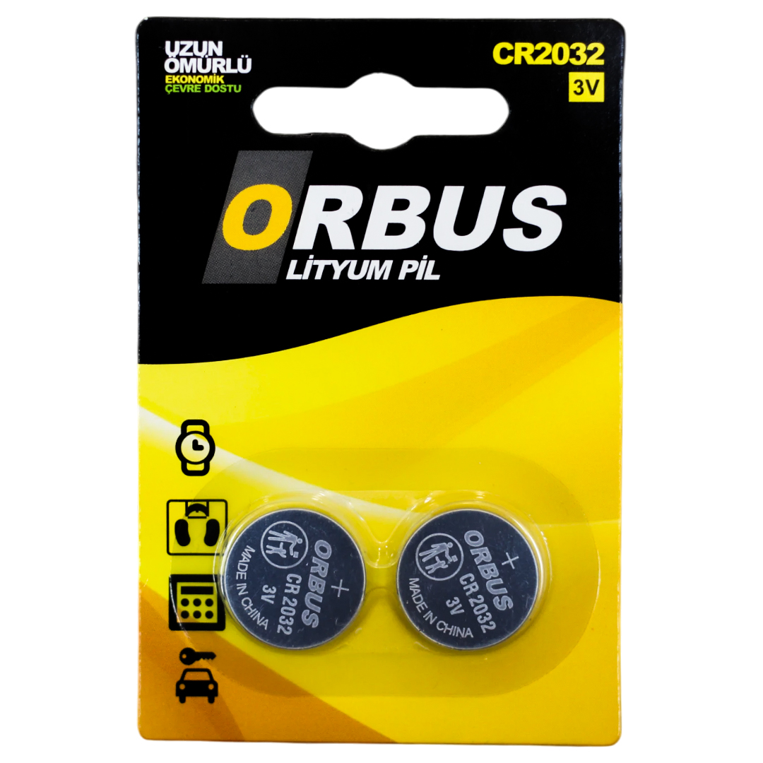 ORBUS CR2032 3 VOLT LİTYUM PARA PİL (2Lİ PAKET FİYATI) (5271)