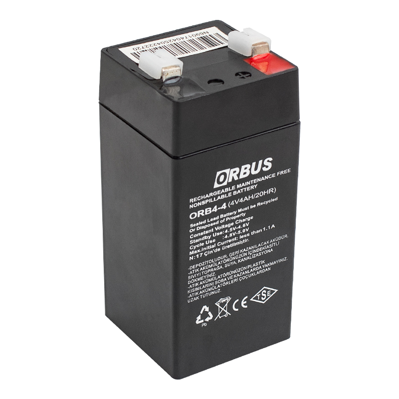 ORBUS ORB4-4 4 VOLT - 4 AMPER DİK AKÜ (45 X 45 X 100 MM) (5271)
