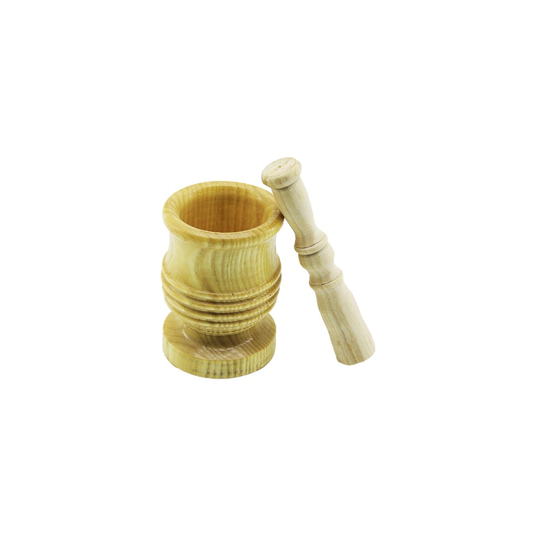 ORTA BOY  LÜX AHŞAP HAVAN SARIMSAK DÖVECEK Ç: 7.3CM--D: 6.5CM--Y: 10.5CM FİLELİ AMBALAJ (5271)