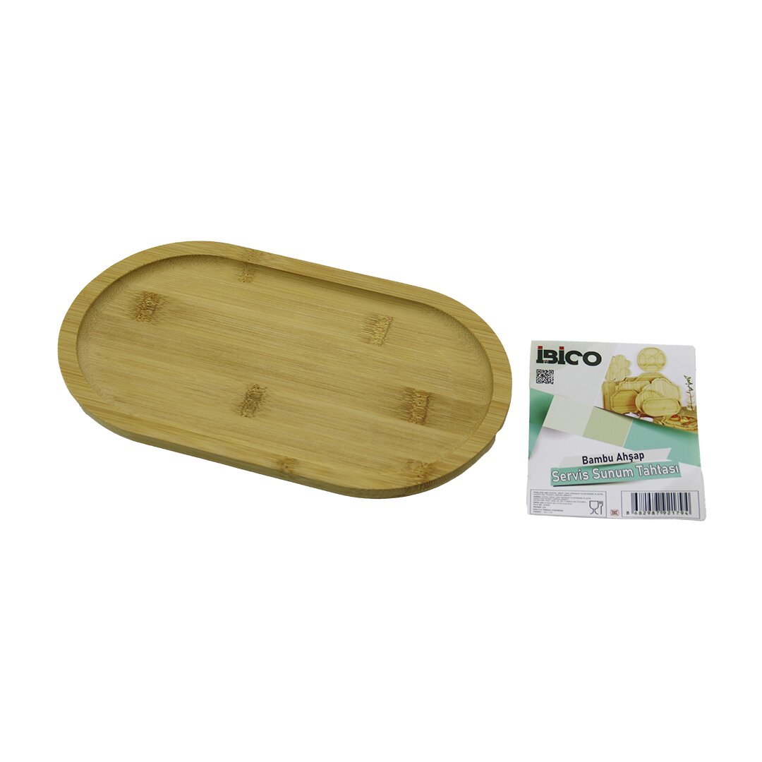 OVAL AHŞAP BAMBU SERVİS SUNUM TEPSİ - TAHTASI MİNİ TEPSİ 25 X 14 X 1.4CM (5271)