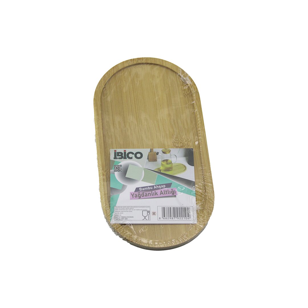 OVAL AHŞAP BAMBU YAĞDANLIK ALTLIK MİNİ TEPSİ 12 X 23.3 X 0.8CM (5271)