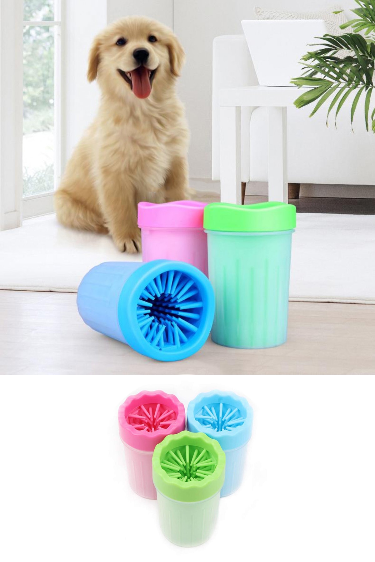 Pati Ayak Yıkama Kovası Silikon Jel Fırçalı Kedi Köpek  (Küçük) (5271)
