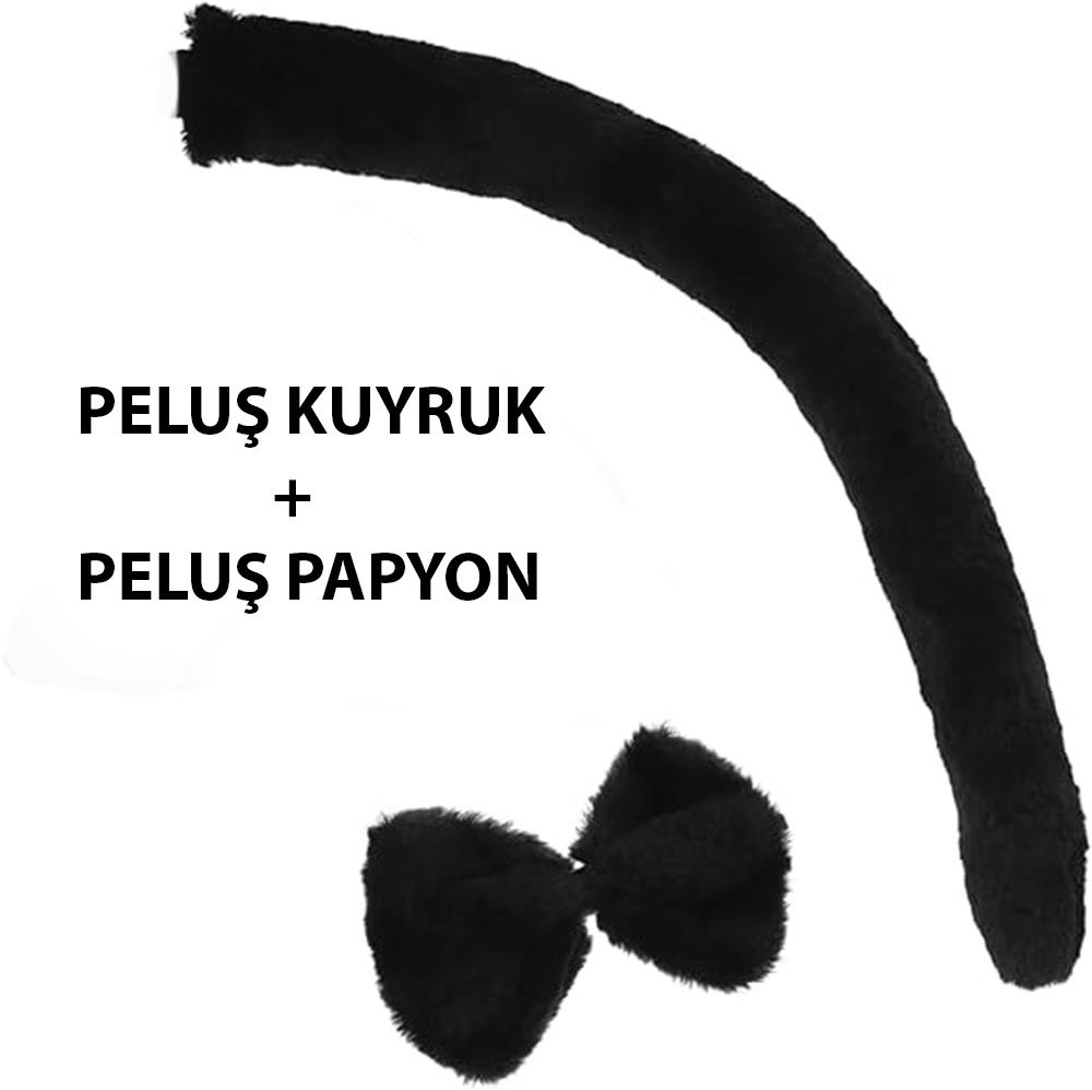 Peluş Siyah Renk Kuyruk ve Papyon Yetişkin Çocuk Uyumlu (5271) Peluş Siyah Renk Kuyruk ve Papyon Yetişkin Çocuk Uyumlu (5271)