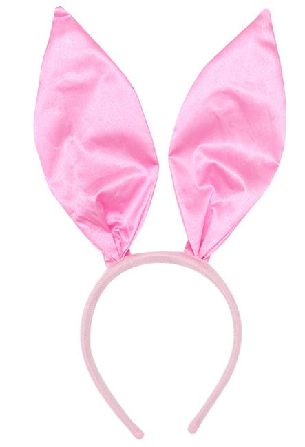 Pembe Renk Saten Kaplama Şekil Verilebilir Tavşan Kulak Taç 35x11 cm (5271)