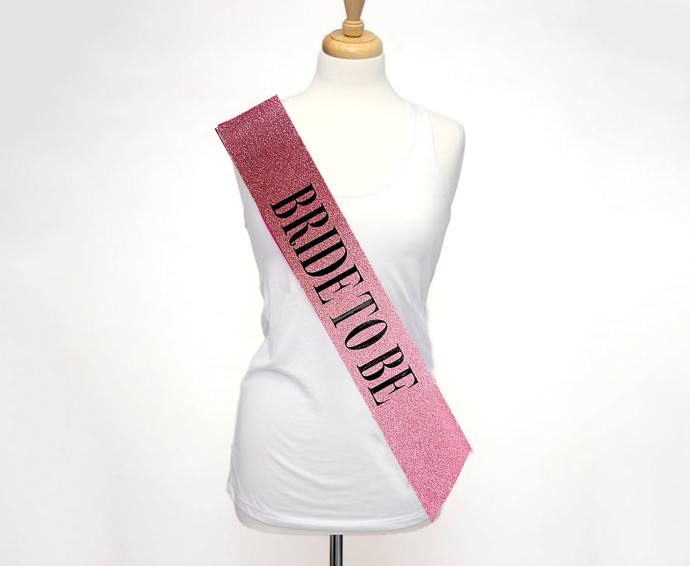 Pembe Üzeri Siyah Büyük Bride To Be Yazılı Simli Işıltılı Kuşak Kemer 10 cm Genişlik (5271)