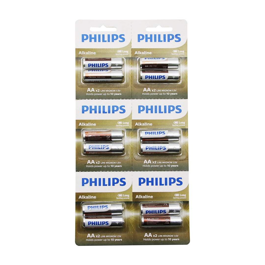 PHILIPS  ALKALİNE KALEM - AA - 1.5V  PİL  12PCS= 2Lİ X 6 (5271)