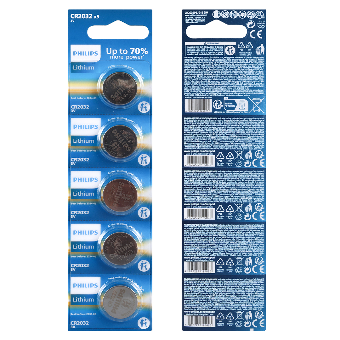 PHILIPS CR2032 3V LİTYUM MİNİ DÜĞME PARA PİL (BLİSTER 5Lİ PAKET) (5271)