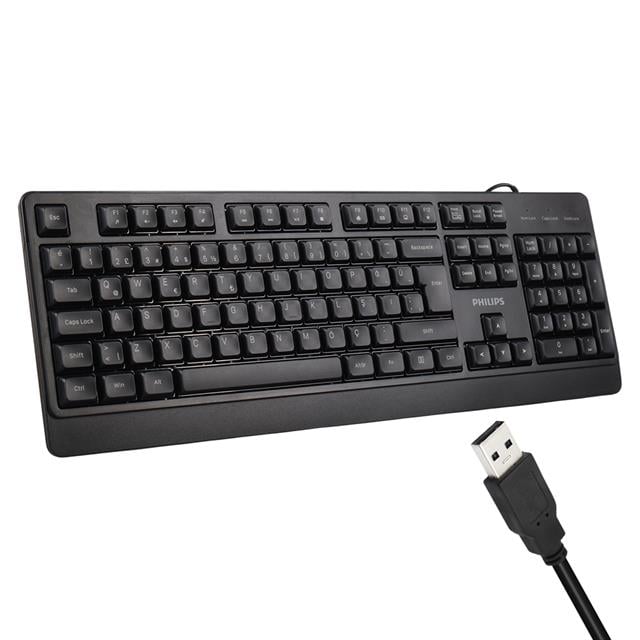 Philips SPK6247B USB 1.2 Metre Kablolu Klasik Siyah Numpadli Türkçe Q Klavye (5271)