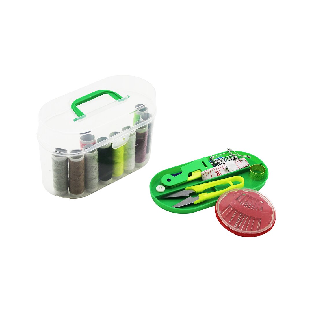 PLASTİK ÇANTALI İĞNE - İPLİK SET 10-İPLİK- 12-DİKİŞ-10-Ç.İĞNE- MEZURA- MAKAS- İĞNE GEÇİRME- 4-ÇITÇIT- 4-DÜĞME- YÜZÜK (5271)