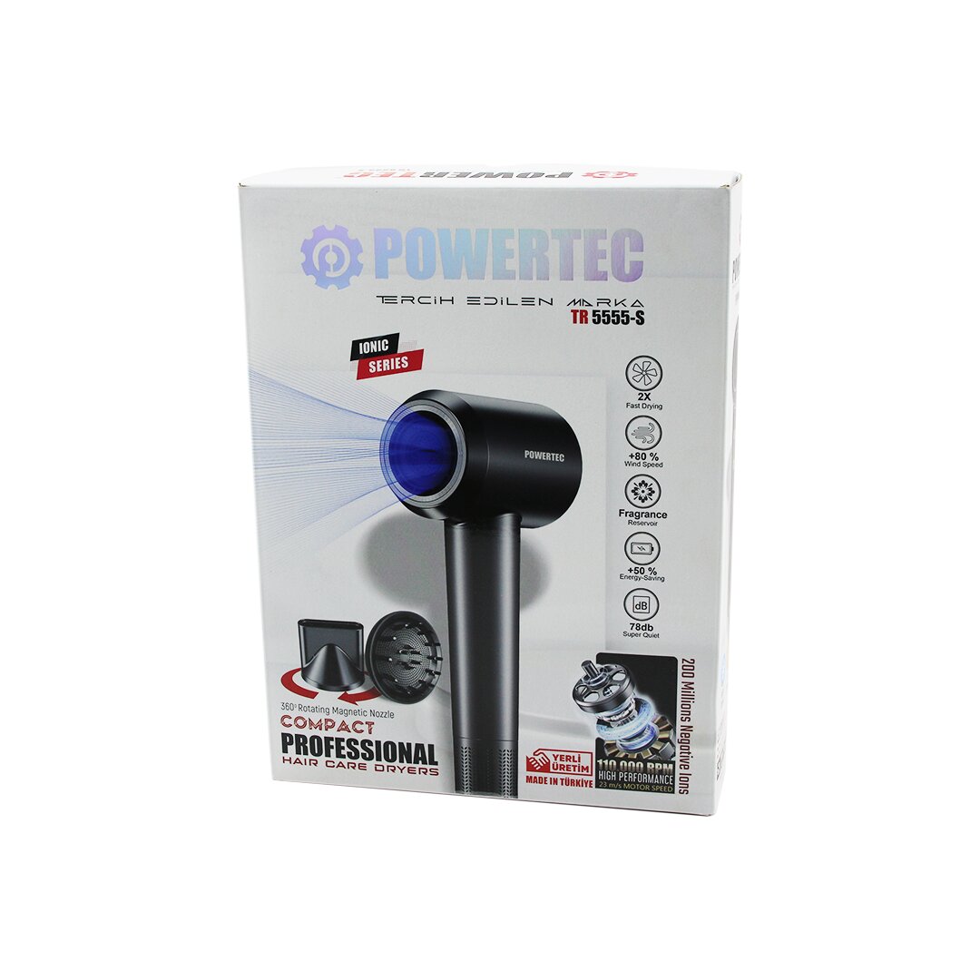 PLAZMA - IONIC  SAÇ KURUTMA - FÖN MAKİNESİ  SESSİZ - GÜÇLÜ MOTOR   MIKNATISLI BAŞLIKLAR  TR-5555-S (5271)