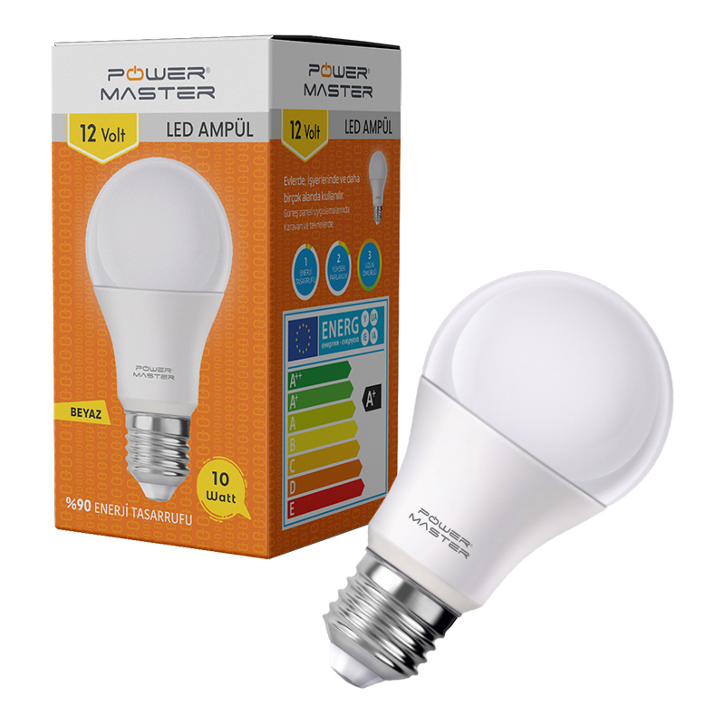 PMLED-12V E27 850LMN 10 WATT 12 VOLT 6500K BEYAZ LED AMPUL (5271)