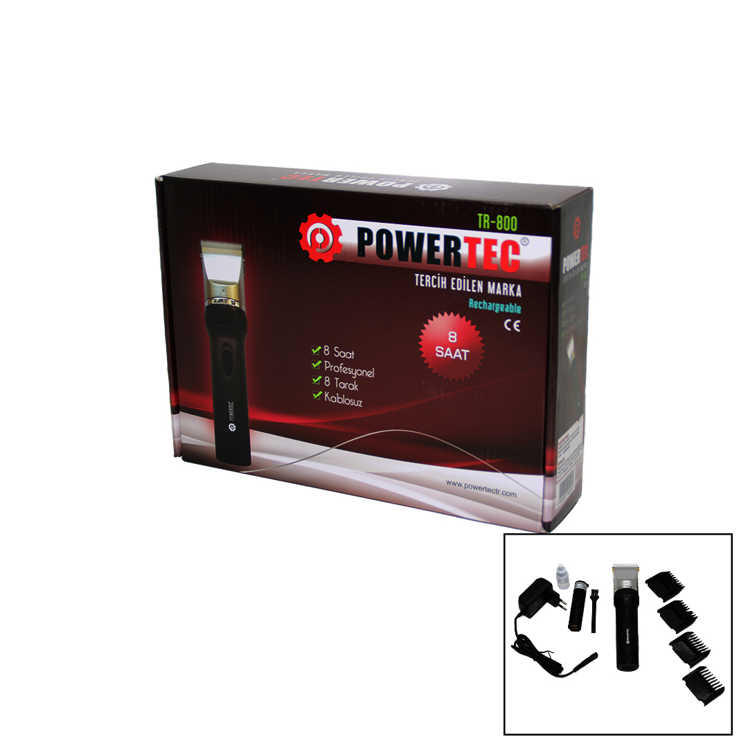 POWERTEC TR-800 SAÇ SAKAL TRAŞ MAKİNESİ YEDEK BATARYALI (5271)