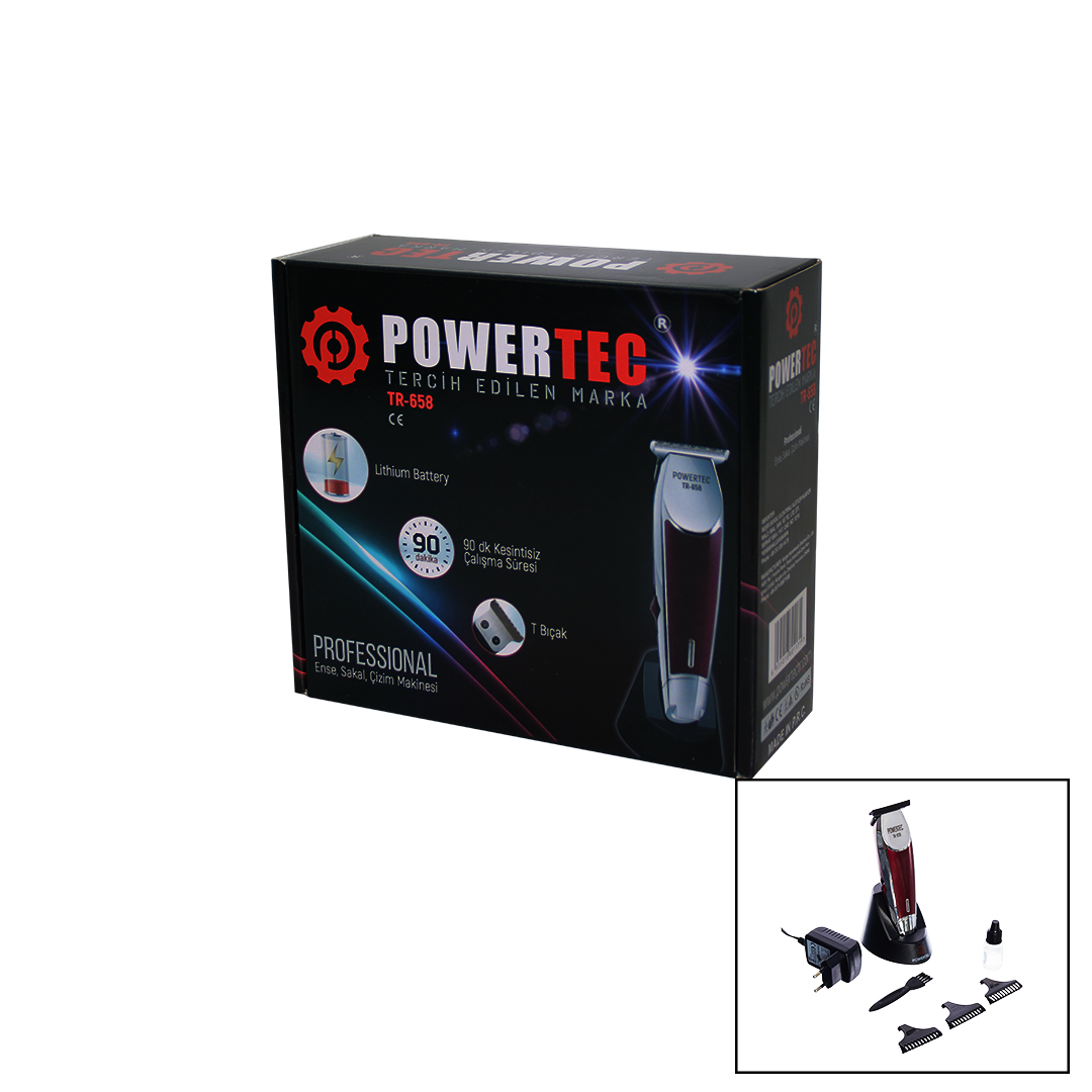 POWERTEC TR-658 SAÇ SAKAL ENSE ÇİZİM TRAŞ MAKİNESİ T BIÇAK (5271)