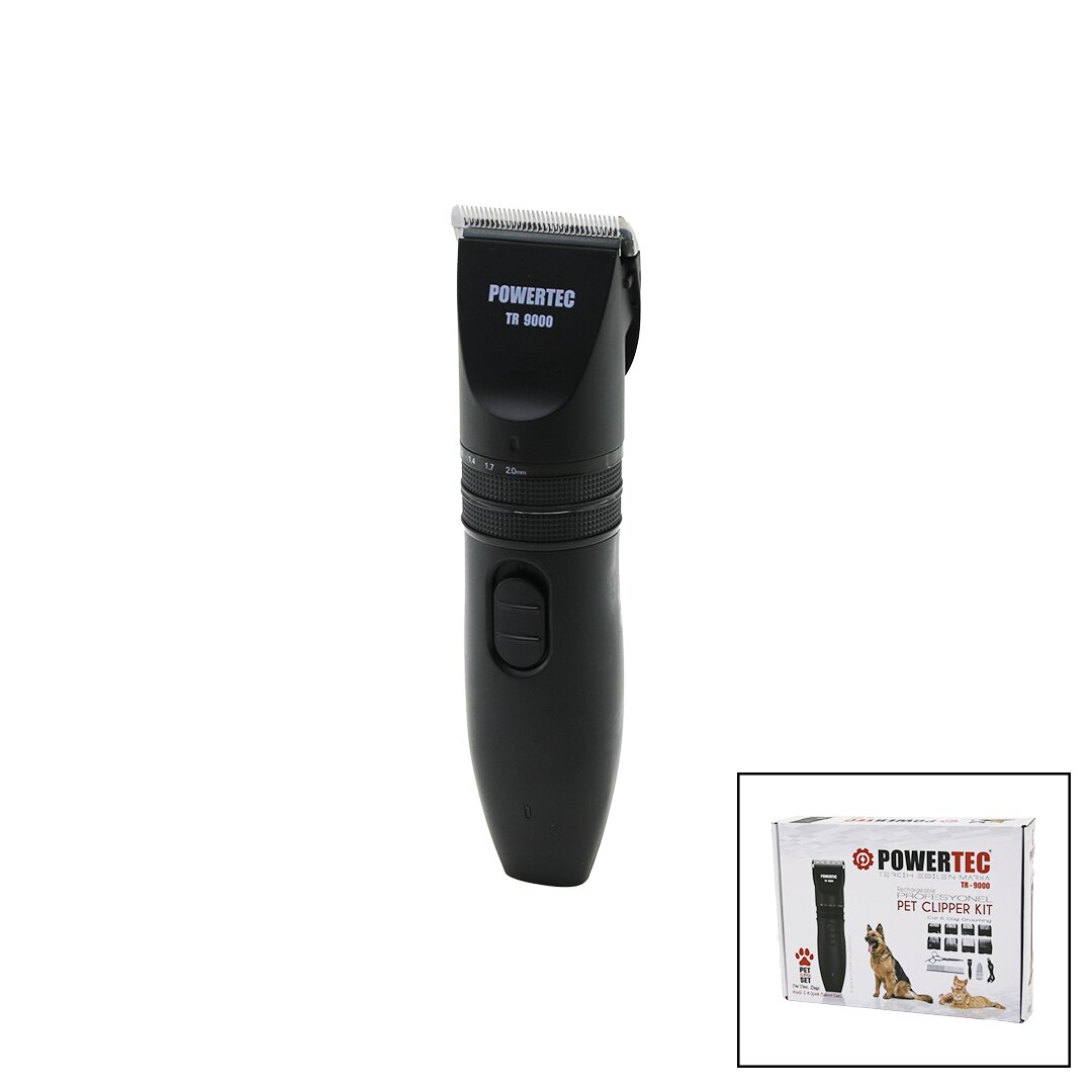 POWERTEC TR-9000  KEDİ - KÖPEK  BAKIM SETİ USB ŞARJLI TRAŞ MAKİNESİ METAL TARAK - MAKAS 0.8-1.1-1.4-1.7-2.0MM AYARLI (5271)