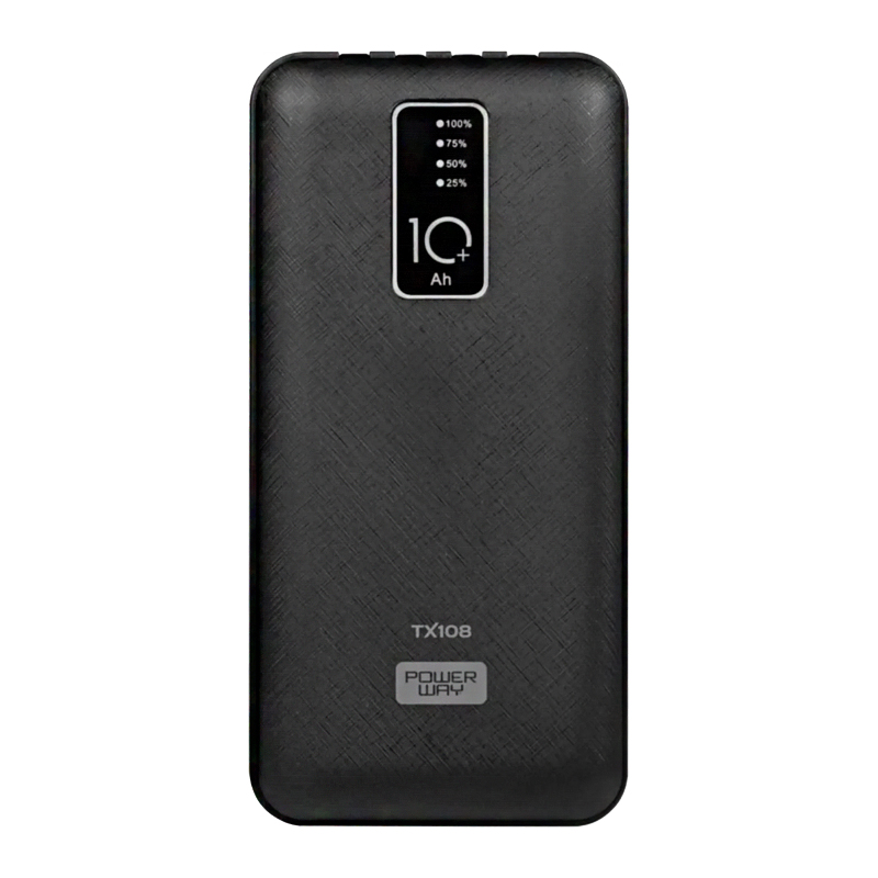 POWERWAY TX108 10000 MAH SİYAH GÖSTERGELİ EKSTRA KABLOLU 4 ÇIKIŞLI POWERBANK (5271)
