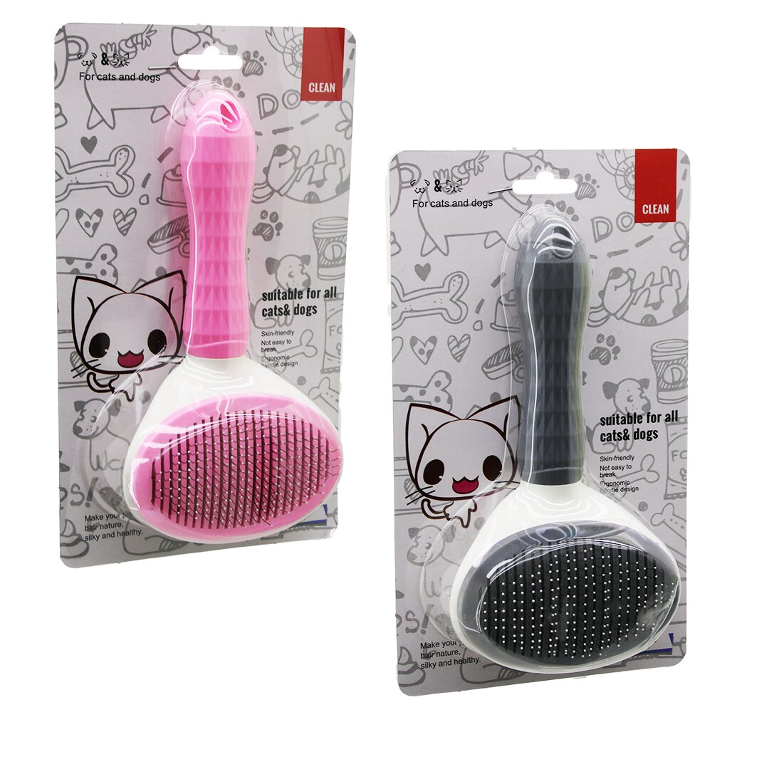 PRATİK PET TÜY FIRÇASI KEDİ - KÖPEK TARAK - TEMİZLİK FIRÇASI BAS=TARAK TEMİZLE TUŞLU PET SHOP (5271)