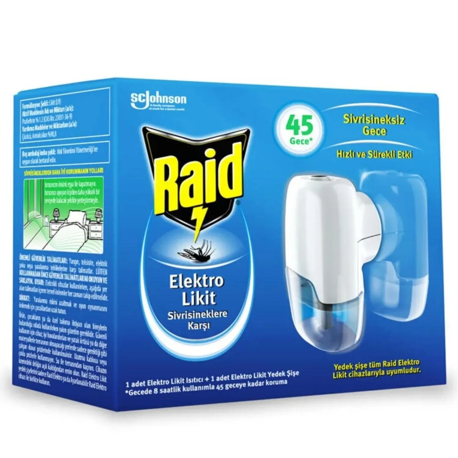 RAİD ELEKTRO SET LİKİT 45 GECE - ELEKTRO LİKİT ISITICI & YEDEK ŞİŞE=27.4ML (5271)