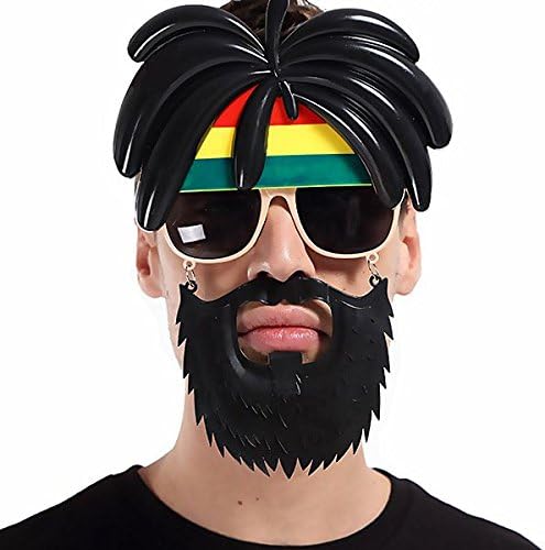 Rasta Peruklu Rasta Sakallı Bob Marley Bıyıklı Parti Gözlüğü 27x18 cm (5271)