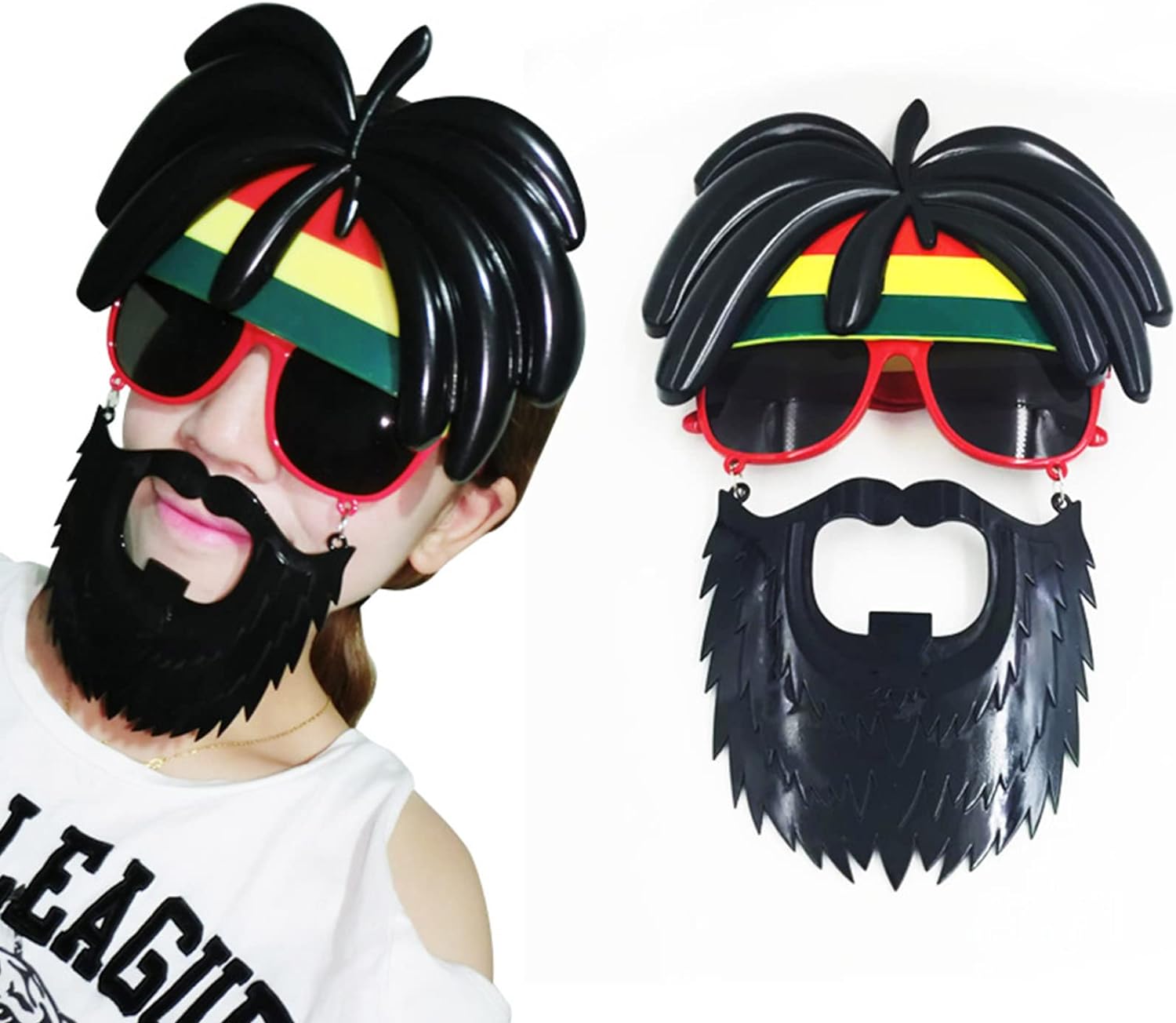 Rasta Peruklu Rasta Sakallı Bob Marley Bıyıklı Parti Gözlüğü 27x18 cm (5271)