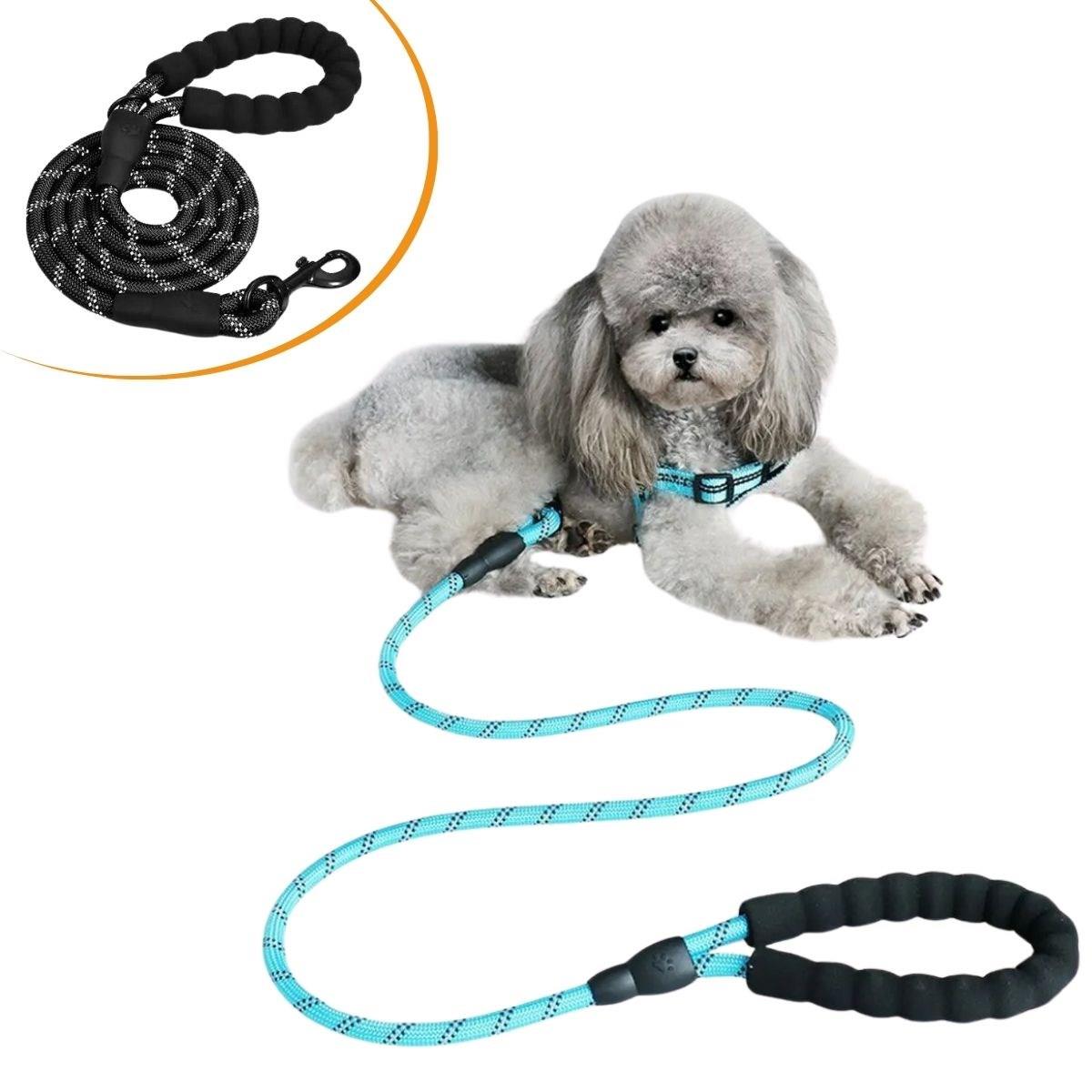 Reflektörlü Fosforlu Köpek Gezdirme Halatı Tasma Kayışı Metal Kancalı 130 cm (5271)