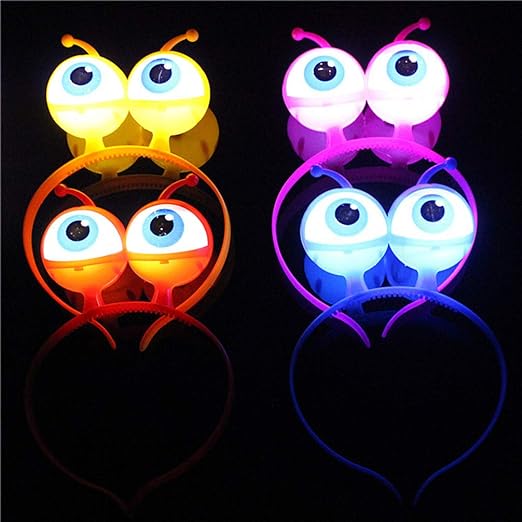 Rengarenk 3 Farklı Fonksiyonda Yanan Led Işıklı Uzaylı Göz Taç 1 Adet 18x12 cm (5271)