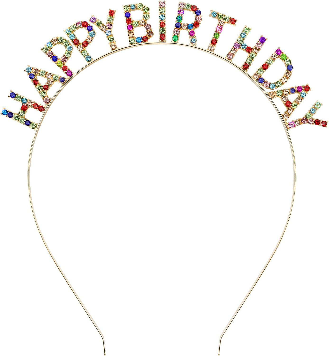 Rengarenk Kristal Taşlı Ekstra Lüks Gümüş Kaplama Happy Birthday Taç 16x17 cm (5271)