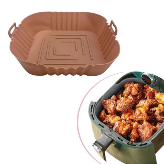 Renkli Isıya Dayanıklı Yıkanılabilir Silikon Fırın  Airfryer Kare Model Pişirme Matı 20 cm (5271)