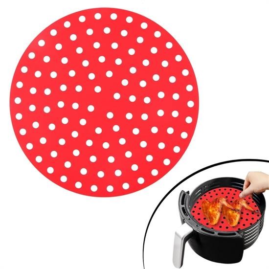 Renkli Isıya Dayanıklı Yıkanılabilir Silikon Fırın Ve Airfryer Yuvarlak Pişirme Matı 23 Cm (5271)