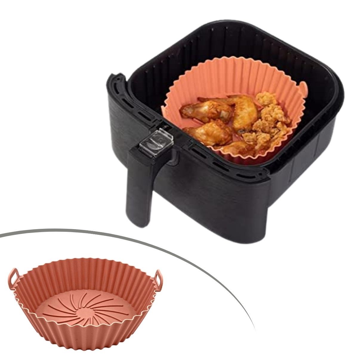 Renkli Isıya Dayanıklı Yıkanılabilir Silikon Fırın Ve Airfryer Yuvarlak Model Pişirme Matı 20 Cm (5271)