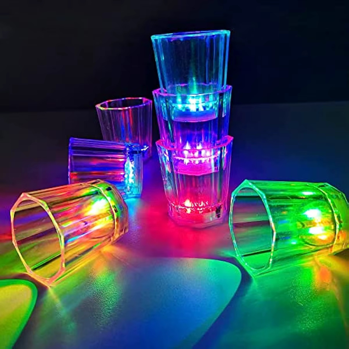 Renkli Led Parlayan Fiber Optik Glow Işıklı Bardak 5,5 x 5,5 cm (5271)