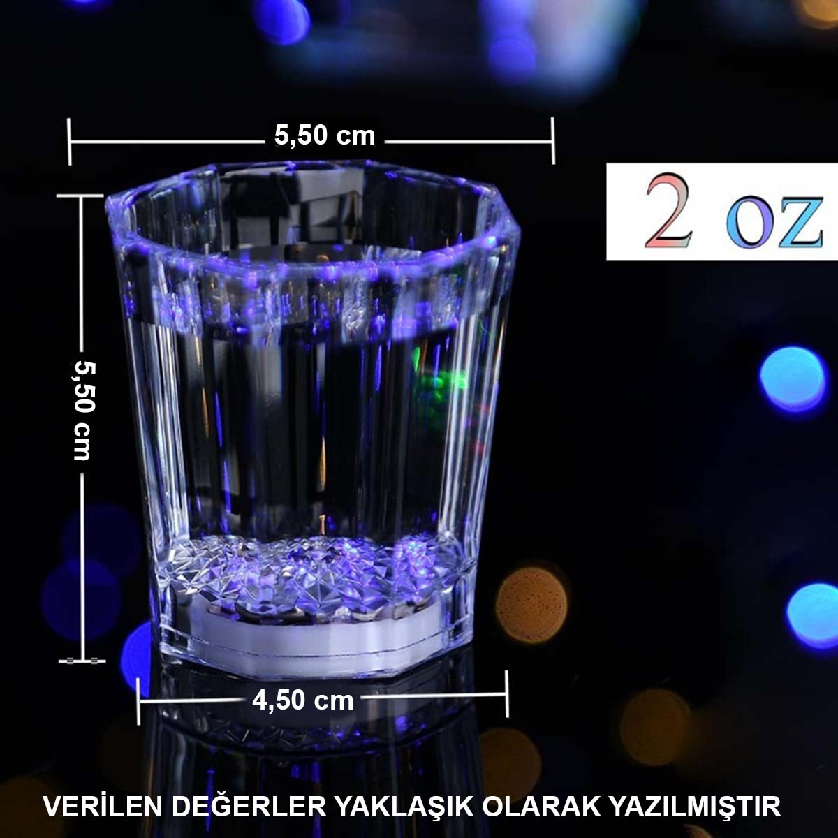 Renkli Led Parlayan Fiber Optik Glow Işıklı Bardak 5,5 x 5,5 cm (5271) Renkli Led Parlayan Fiber Optik Glow Işıklı Bardak 5,5 x 5,5 cm (5271)