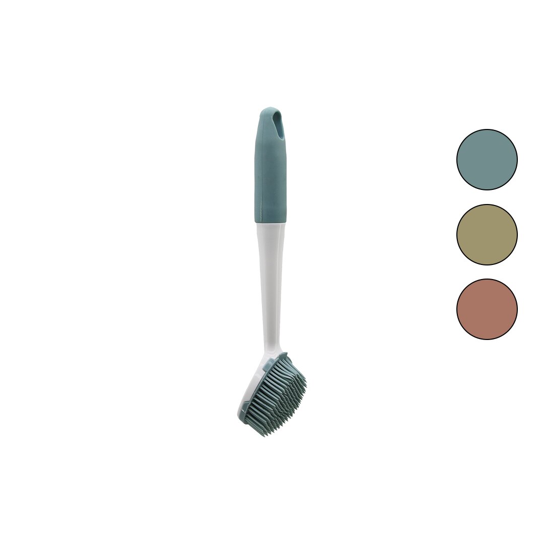 RENKLİ SİLİKON ÇOK AMAÇLI TEMİZLİK FIRÇASI PLASTİK SAPLI=SİLİKON KILIFLI 26.5CM (5271)