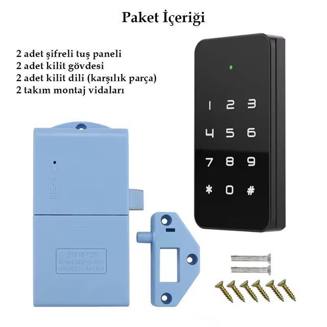 RFID Ve Tuş Panelli Dijital Elektronik Kapı Dolap Kilidi (2'li Paket) (5271) RFID Ve Tuş Panelli Dijital Elektronik Kapı Dolap Kilidi (2'li Paket) (5271)