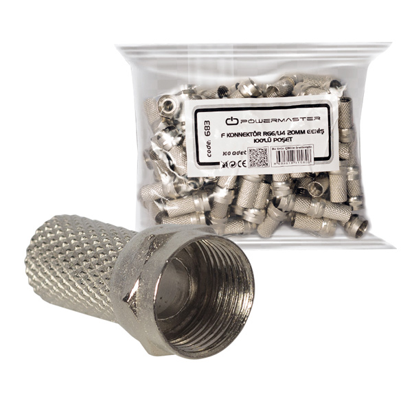 RG6/U4 18MM GENİŞ F KONNEKTÖR (100LÜ POŞET) (5271)
