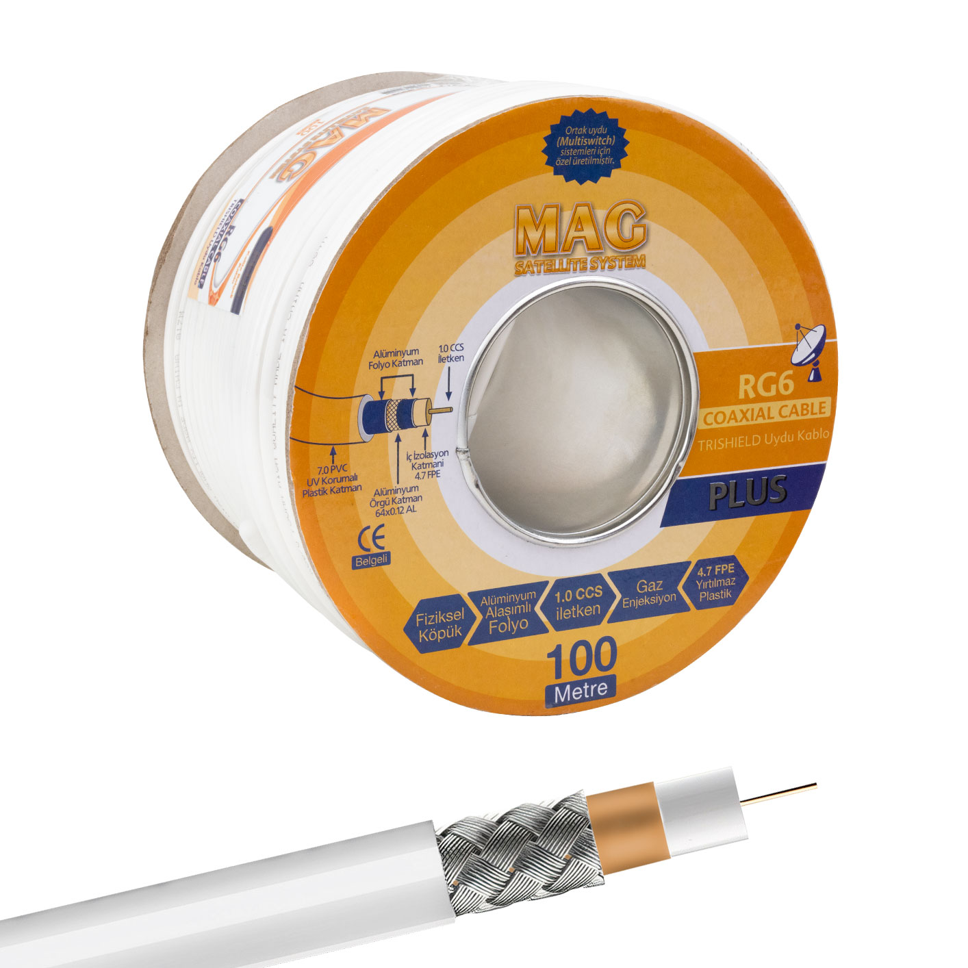 RG6/U4 TRISHIELD 64 TEL ANTEN KABLOSU (100 METRE) (5271)