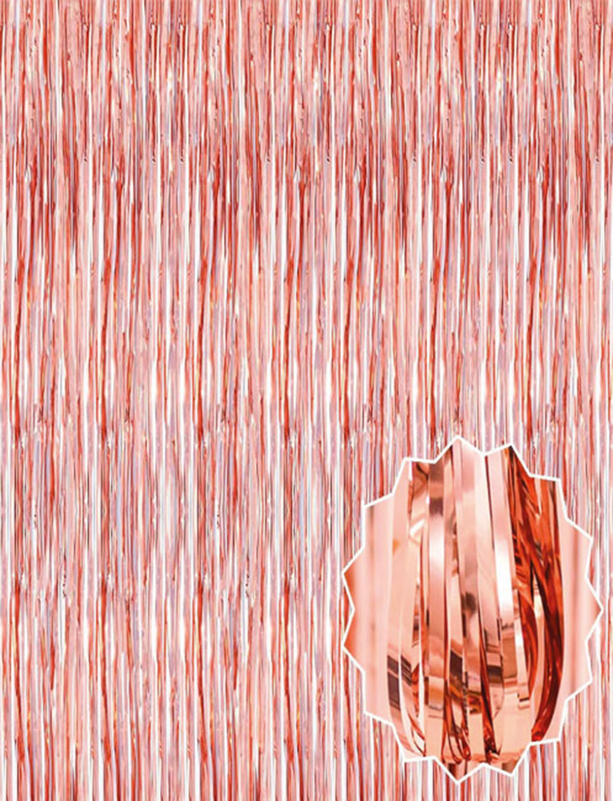 Rose Gold Püsküllü Kapı Perdesi - Parti, Bekarlığa Veda, Doğum Günü 1x2 m (5271)