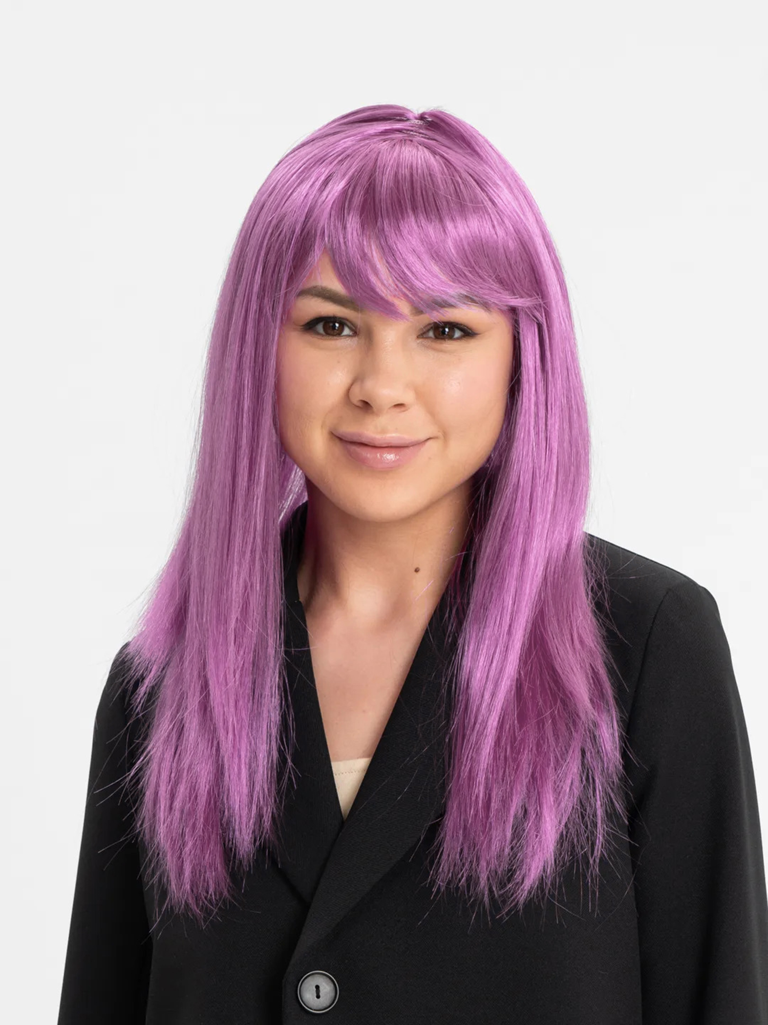 Rose Pembe Renk Düz Kesim Uzun Parti Peruğu Takma Saç (5271)