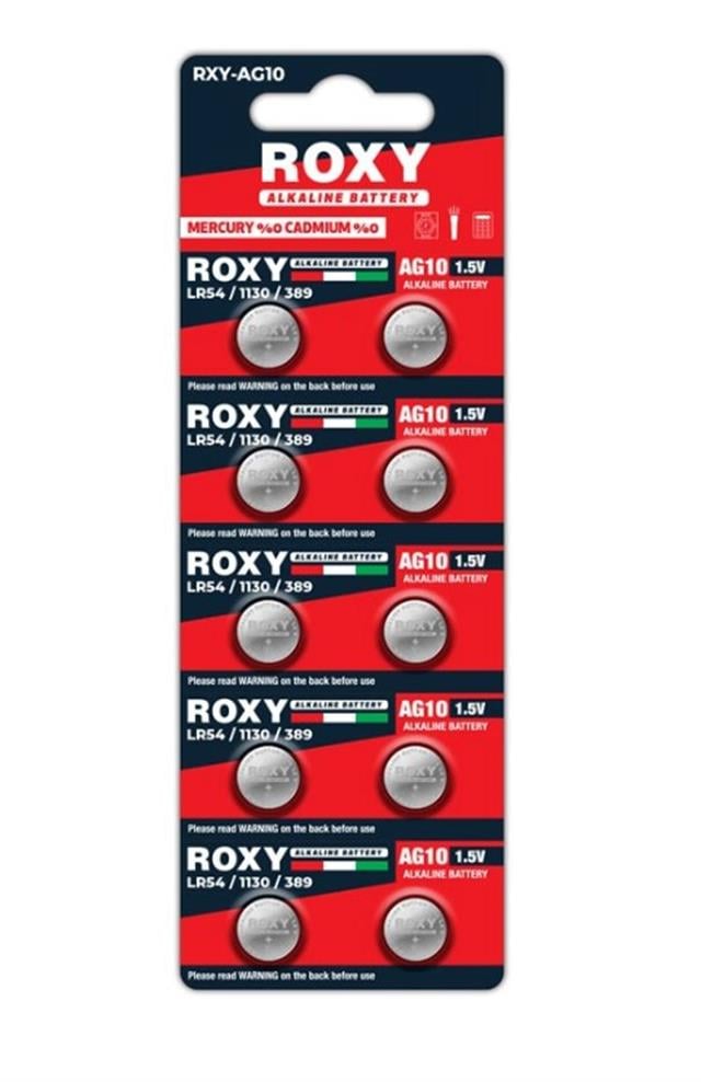 Roxy RXY-AG10 1.5 Volt LR54/1130/189/389 Alkalin Düğme Pil (10'LU Paket) (5271) Roxy RXY-AG10 1.5 Volt LR54/1130/189/389 Alkalin Düğme Pil (10'LU Paket) (5271)