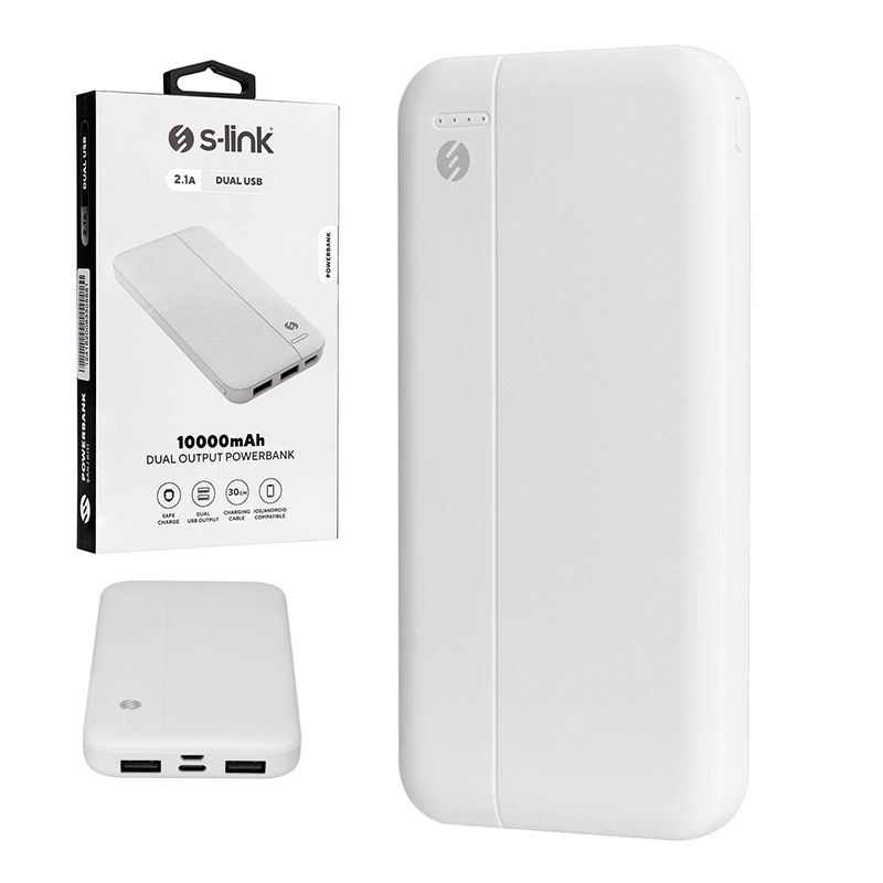 S-LINK IP-G10N BEYAZ MICRO+TYPE C GİRİŞLİ 10000 MAH TAŞINABİLİR ŞARJ CİHAZI POWERBANK (5271)