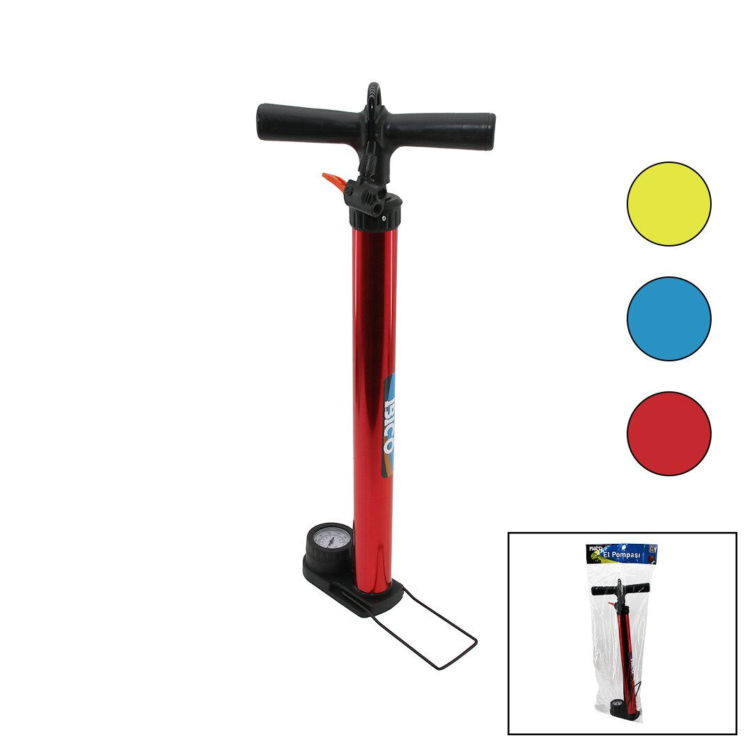 SAATLİ İRAN EL POMPASI METAL GÖVDE PLASTİK KOL - ALTLIK 55 CM TOP - BİSİKLET - MOTOR (5271)