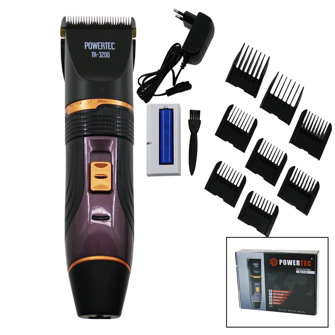 SAÇ SAKAL KESME TRAŞ MAKİNE ÇİFT BATARYA - TARAK AYARI - FİŞ ŞARJLI - 2 KADEME HIZ TR-3200 (5271)