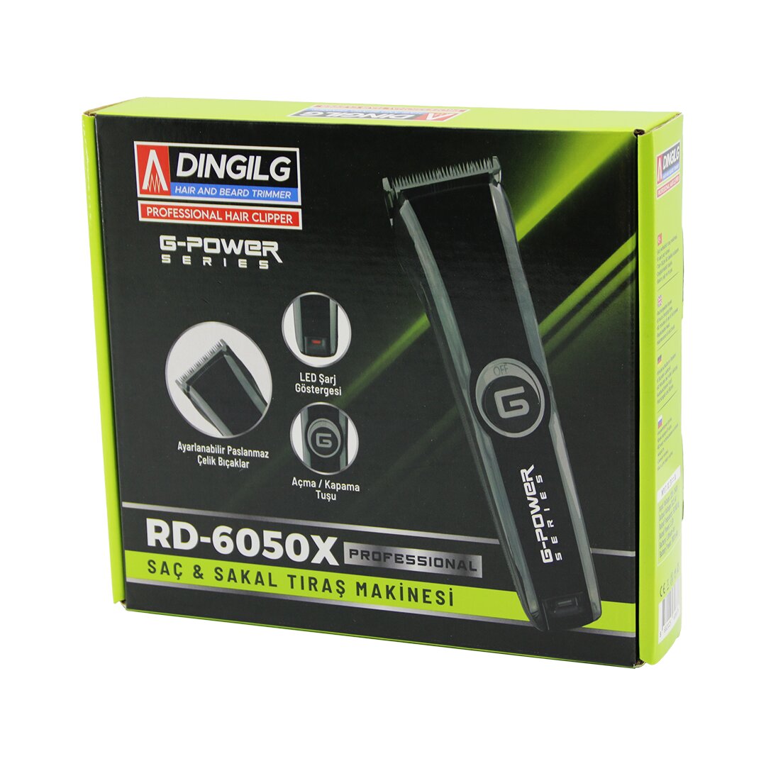 SAÇ SAKAL KESME - TRAŞ MAKİNESİ FİŞ ŞARJLI=LED GÖSTERGE AYARLI BIÇAK=0.1-05MM RD-6050X G-POWERG-PLUS (5271)