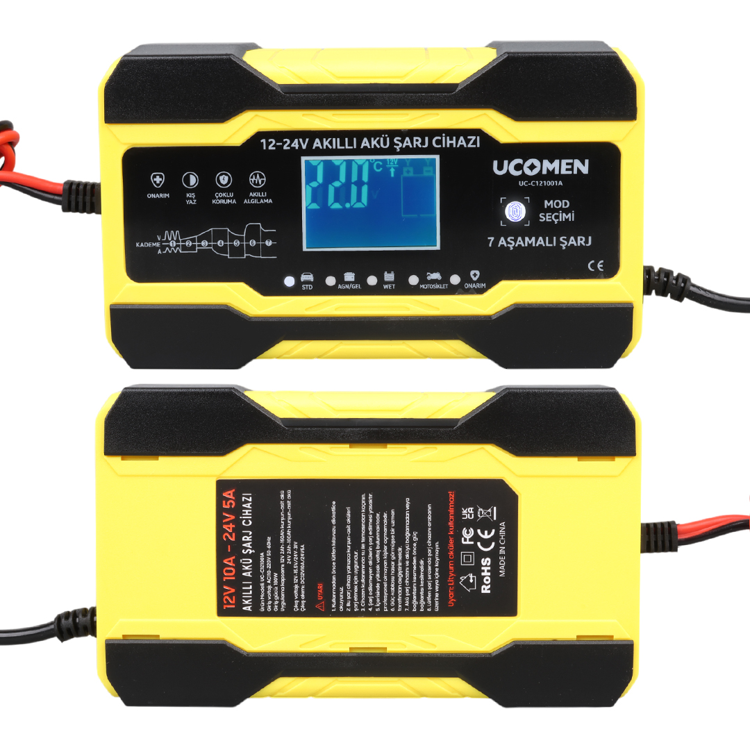 SARI 12/24 VOLT 10 AMPER LED GÖSTERGELİ AKÜ ŞARJ CİHAZI UC-C121001A (5271)