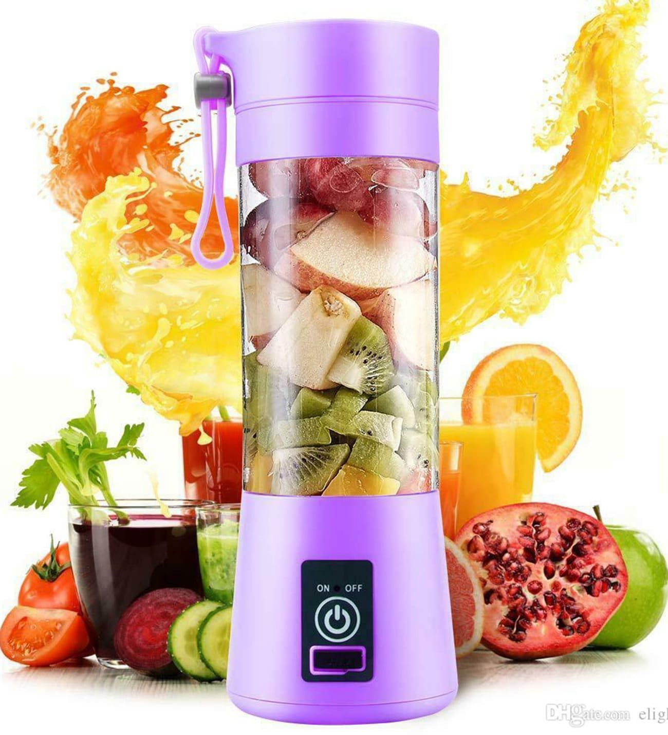 Şarjlı Portatif El Blenderi 380 Ml Usb Kablolu Mor (5271)