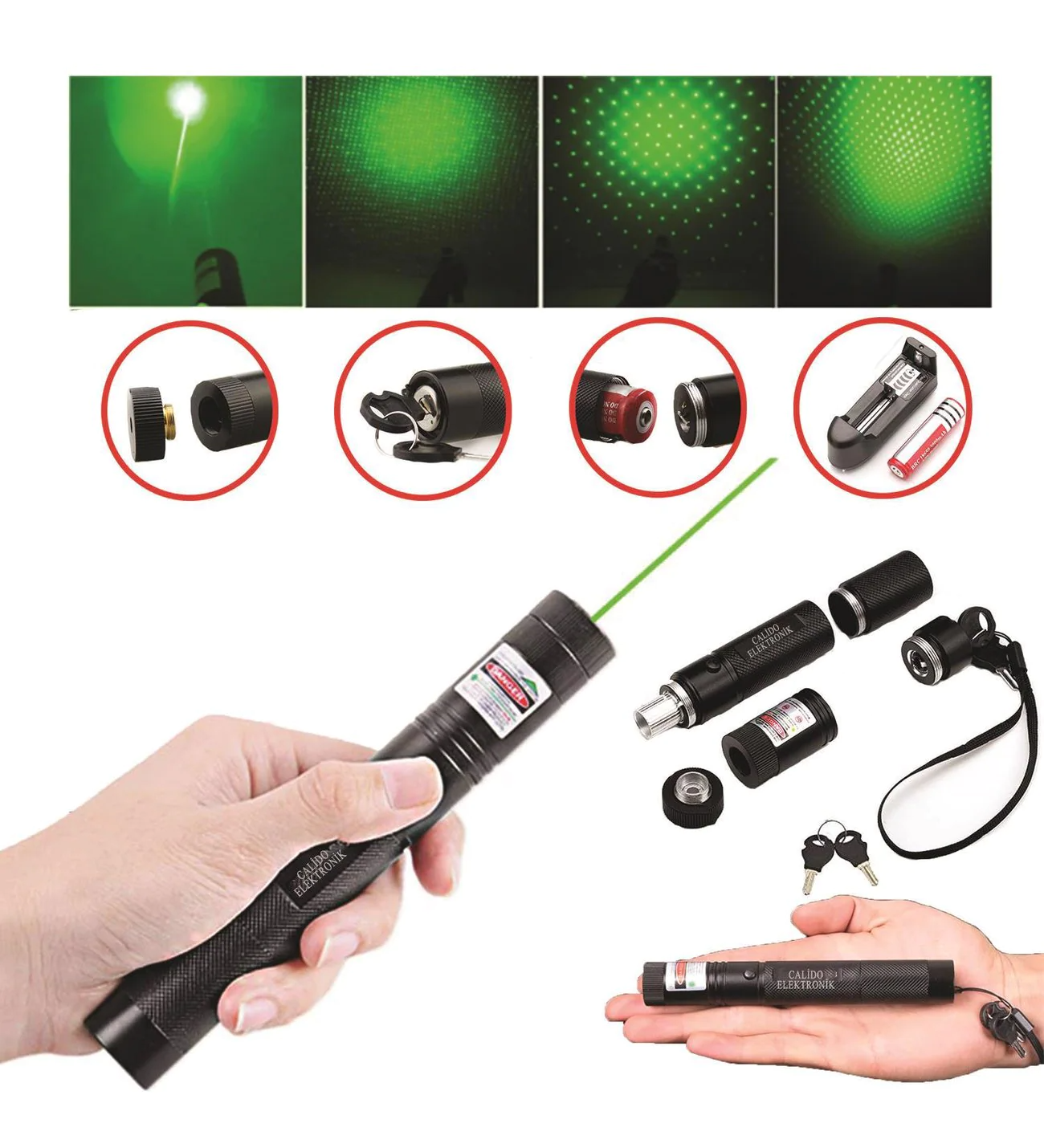 Şarjlı Yeşil Lazer Yakıcı Pointer 15 Km lazer 1000 mv (5271)